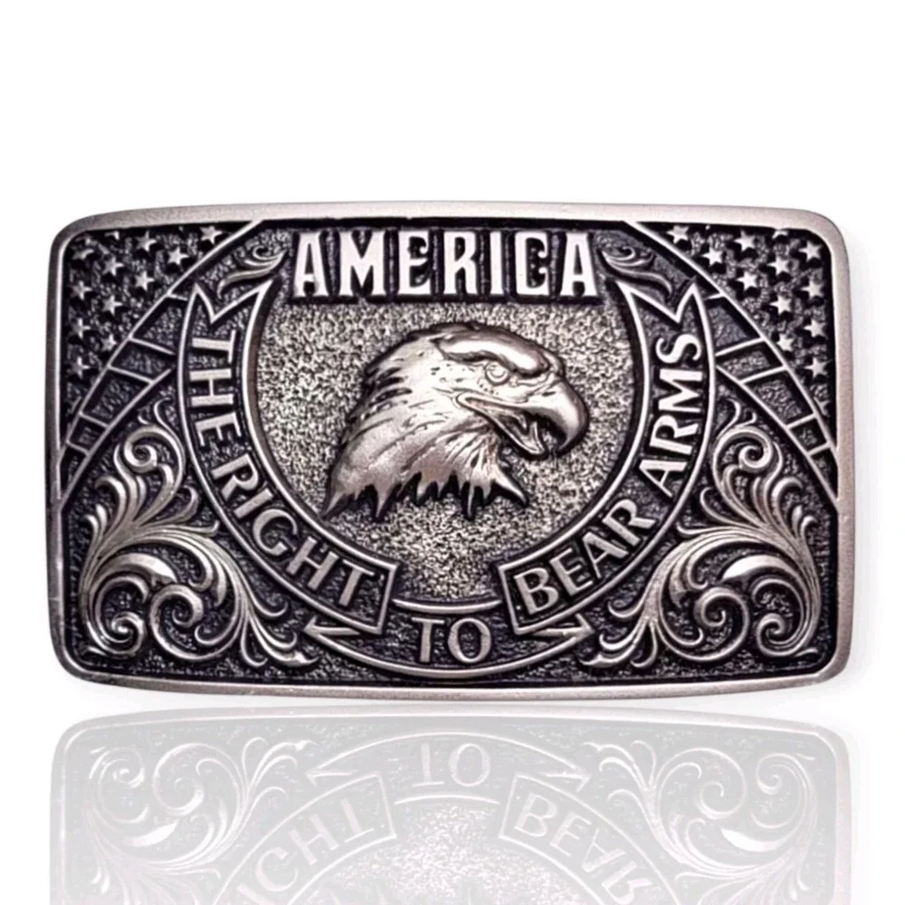 Montana Silversmiths Eagle Right‎ To Bear Arms Patriotic Buckle Retail $45 - NEW